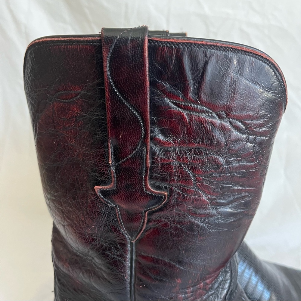 Lucchese Black Cherry Leather Boots Western Cowboy Made In USA Men Size 10.5 - Picture 6 of 16